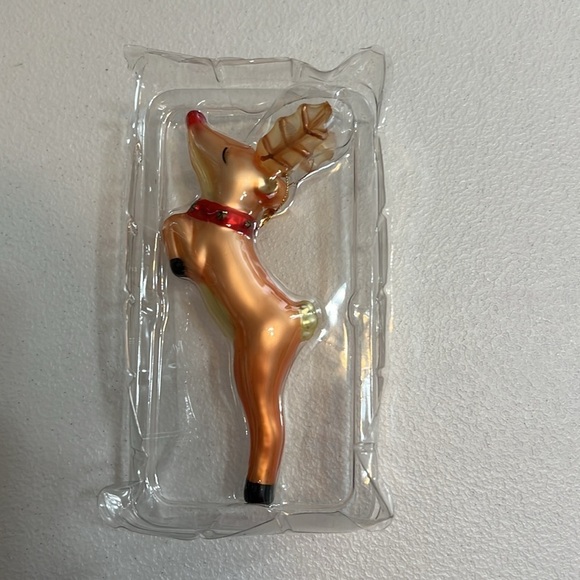 Pottery Barn Reindeer Rudolph Christmas Ornament Blown Glass - Picture 4 of 8